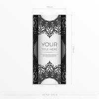 cartes postales en blanc avec des ornements noirs. conception vectorielle de carte d'invitation avec des motifs de mandala. vecteur