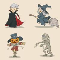 illustration vectorielle de fête d'halloween personnages mignons, vecteur