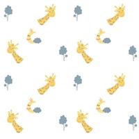 joli motif harmonieux enfantin pour textiles, papiers peints, vêtements, papeterie. dinosaures de dessin animé, girafes, cerfs sur un motif amusant. vecteur