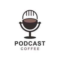 logo de podcast de café vecteur