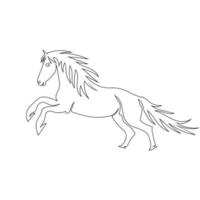 style de dessin d'art de ligne de saut de cheval, le croquis de cheval linéaire noir isolé sur fond blanc et la meilleure illustration vectorielle d'art de ligne de cheval. vecteur