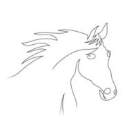style de dessin d'art de ligne de tête de cheval, le croquis de cheval linéaire noir isolé sur fond blanc et la meilleure illustration vectorielle d'art de ligne de tête de cheval. vecteur