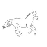 style de dessin d'art de ligne de cheval, le croquis de cheval linéaire noir isolé sur fond blanc et la meilleure illustration vectorielle d'art de ligne de cheval. vecteur