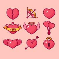 collection de jeu d'icônes de symbole de coeur mignon vecteur