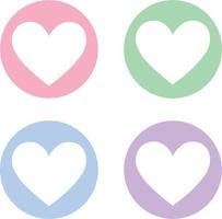 icône de coeur gris plat de vecteur dans un cercle. logo de cercle d'icône de coeur. forme de coeur arc-en-ciel. coeur multicolore en cercle