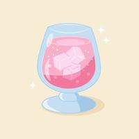 illustration de doodle de boisson glacée au vin rose frais vecteur