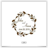 cercle floral mariage invitation logo premium élégant modèle vecteur eps 10