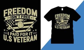 vecteur de conception de t-shirt graphique vétéran. États-Unis, t-shirt, militaire, liberté, drapeau, armée, mémorial,
