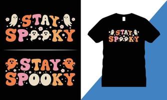 vecteur de conception de t-shirt graphique groovy rétro halloween. effrayant, citrouille, reste effrayant,