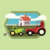 tracteur de ferme et grange vecteur