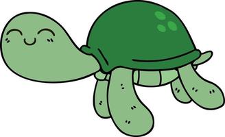 tortue de bande dessinée dessinée à la main excentrique vecteur