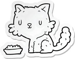 autocollant d'un chat de dessin animé et de la nourriture vecteur