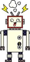 robot cassé fou de dessin animé de style bande dessinée vecteur