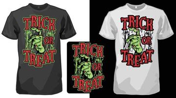 tromper ou traiter t-shirt zombie effrayant d'halloween, chemise fantôme drôle d'halloween vecteur
