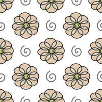 motif de fleurs de style doodle sur fond blanc. image vectorielle à utiliser dans la conception d'impression ou de textile vecteur