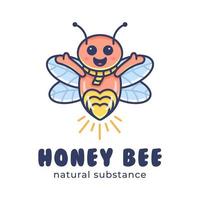 joli logo de mascotte d'abeille vecteur