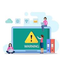 concept d'avertissement d'erreur du système d'exploitation. sécurité de notification d'avertissement d'illustration vectorielle et protection contre les virus vecteur