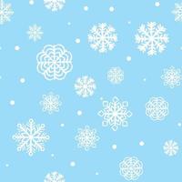 modèle sans couture de flocons de neige. motif de noël sur fond bleu avec des flocons de neige dessinés à la main blanche. illustration vectorielle vecteur