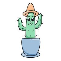 cactus en chapeau isolé illustration vectorielle vecteur