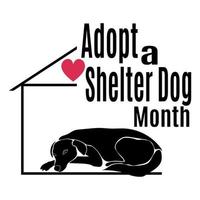 adoptez un mois pour chien de refuge, idée d'affiche, banderole ou flyer vecteur
