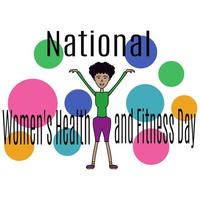 journée nationale de la santé et de la forme physique des femmes, idée de bannière, affiche ou dépliant, femme faisant des exercices vecteur