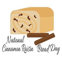 journée nationale du pain aux raisins à la cannelle, pâtisseries aromatiques aux épices diverses vecteur