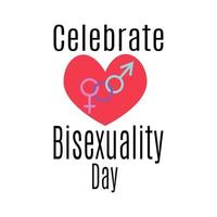 célébrer la journée de la bisexualité, idée d'affiche, bannière ou carte de vacances, coeur et symboles vecteur