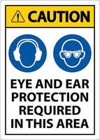 attention protection des yeux et des oreilles signe requis sur fond blanc vecteur