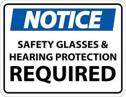 avis protection auditive et lunettes de sécurité signe sur fond blanc vecteur