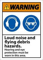 Panneau d'avertissement de protection auditive et oculaire sur fond blanc vecteur