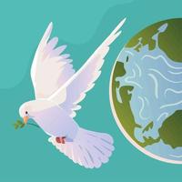monde et colombe de la paix vecteur