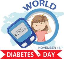 création de logo de police de la journée mondiale du diabète vecteur