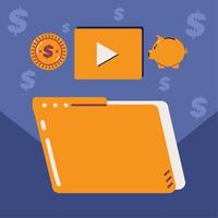 vidéo marketing et argent vecteur