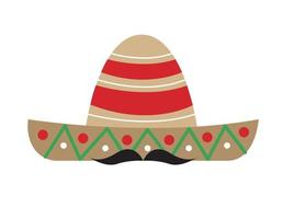 chapeau mexicain avec moustache vecteur