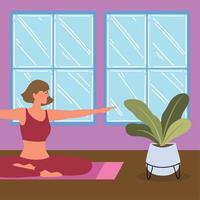 femme relaxante pratiquant le yoga vecteur