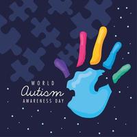 carte postale de la journée de l'autisme vecteur