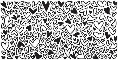coeurs de griffonnage, coeurs d'amour dessinés à la main. illustration vectorielle. vecteur