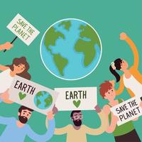 les gens sauvent la planète, thème vecteur