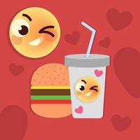 emoji et hamburger vecteur