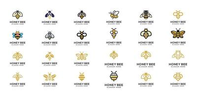 collection d'animaux logo abeille vecteur