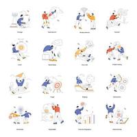 pack d'illustrations plates de services aux entreprises vecteur