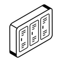 icône de ligne isométrique des casiers scolaires vecteur