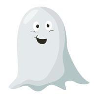 dessin animé mignon petit fantôme souriant. décoration d'Halloween. illustration de vecteur plat isolé sur fond blanc