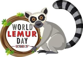 conception de bannière de la journée mondiale des lémuriens vecteur