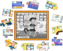 modèle de jeu de puzzle photo pour enfants vecteur