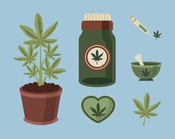 six icônes de cannabis médical vecteur