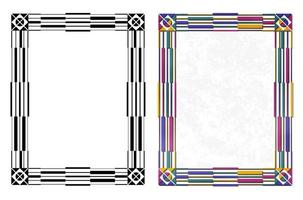 ensemble de cadres et bordures décoratifs, texturez les bordures de couleur noire et pastel 2 vecteur