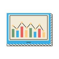 tablette avec barres de statistiques vecteur