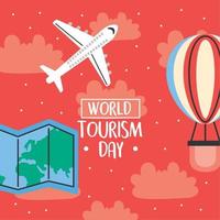 affiche de lettrage de la journée mondiale du tourisme vecteur