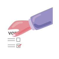 main avec carte de vote vecteur